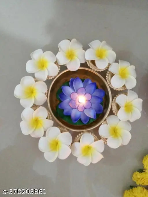 Ghufran Flower Shape Diya Decorative Urli Bowl for Home, Office and Table Decor |Floating Flowers and Tea Light Candles Home, Diwali, New Year Decoration, Pooja  Item