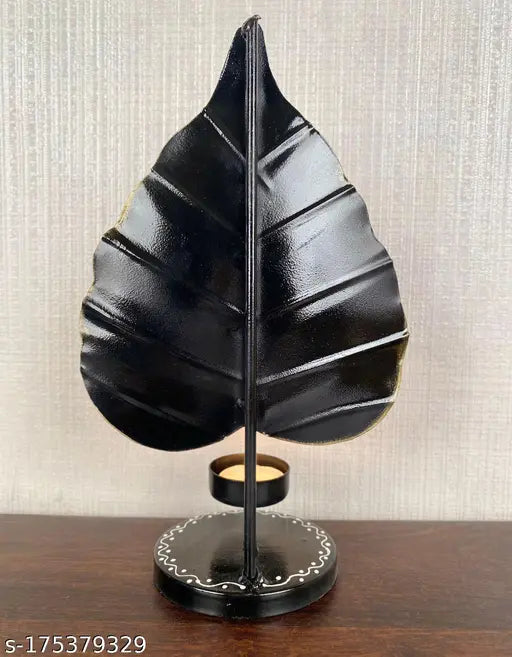Iron Ganesha Leaf T-Light Candle Holders
