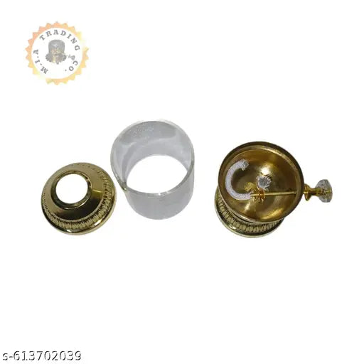 M.I.A. TRADING - Brass Akhand Diya Lamp with Bati Adjuster & Borosilicate Glass Oil Lamp for Worship, Meditation, Festival Rituals, Diwali