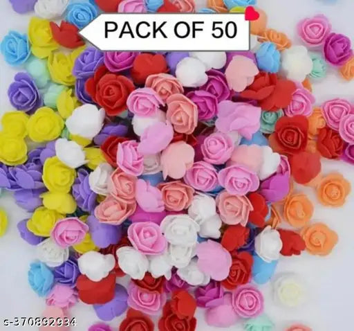 Premium Artificial Foam Rose Fake Flowers Water Floating Flowers, Pooja Thali, Festival and Events, Home, Table, Badroom, Pooja Room, Diwali Decoration Total 50pcs