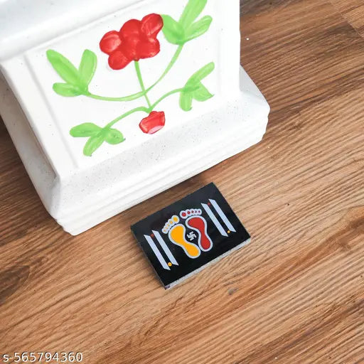 Acralic Rangoli on Acralic with Laxmi Charan Paduka(Paule) 4X3 inch, Traditional Printed Vastu Items for Home Decor, Pooja Mandir, Door Entrance| Ready-to-Use & Low Maintenance