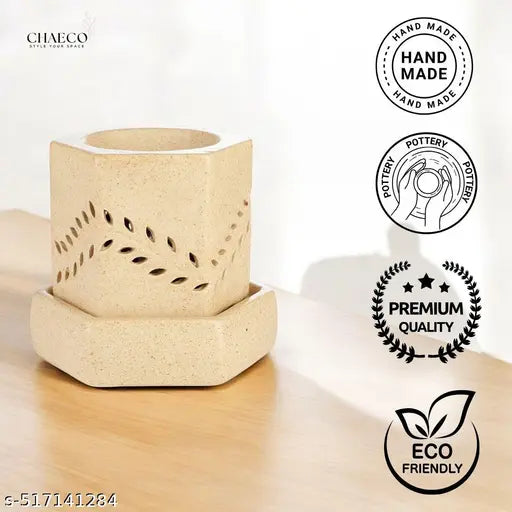 Ceramic Aroma Diffuser Lamp for Home Decor | Aesthetic Modern Looking, Color- Brown Diffuser