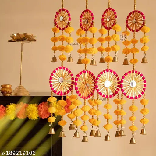 Bellu  2 Dual Yellow Chakri Latkan Traditional Hanging Latkan for Party, Wedding, Room, Home, Main Door ,Diwali Decoration Items