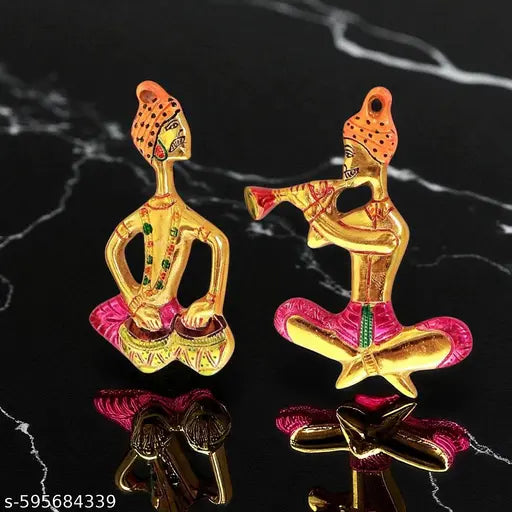 Metal Musical Man Set Multicolor for wall hanging Decor Your Home ,Office Walls,Rajasthani Musicians showpiece Figurines, Gift Article