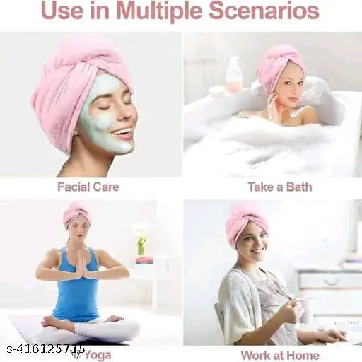 ( PACK OF  1 ) Hair Towel Wrap Turban Microfiber, Hair Drying Towels Quick Hair Hat Drying Shower Head Towels Wrapped Bath Cap Anti Frizz Hair Dryer Towel for Women Girl Wet/Long/Curly/Thick Hair Shower Caps heavy quality hair wrap towel (Export Quality)
