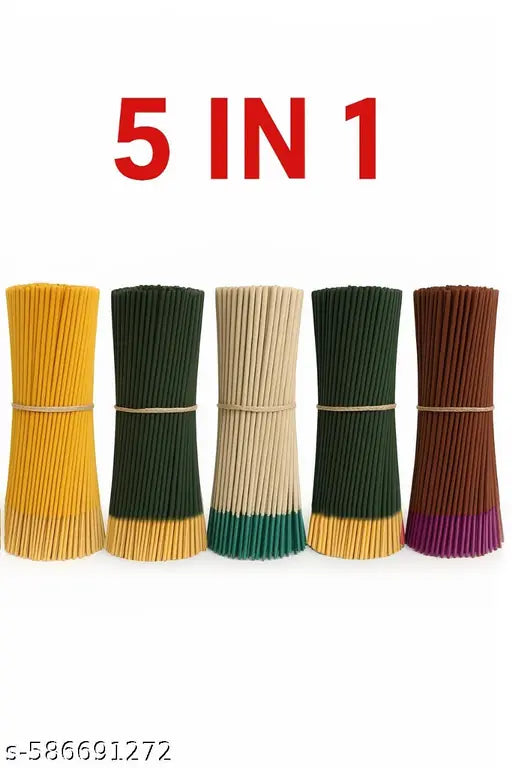 Premium fragrance incense combo pack -5 in 1 (80g×5=400g) gulab,kasturi,pinapal,gugal,loban parfect for daily pooja