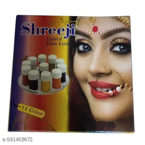 ZUGAD 11-Color Liquid Kumkum Bindi Sindoor Set – Multicolour Tikali for Women & Girls, Ideal for Pooja, Festivals, Parties & Bridal Makeup (Pack of 1)