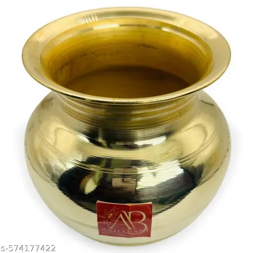 Pure Brass Lota for Puja | Heavy Pital Kalash for Home,office,Mandir&Hawan Use | Traditional Pooja Water Pot/Kalash | Medium Size ( Pack of 1 )