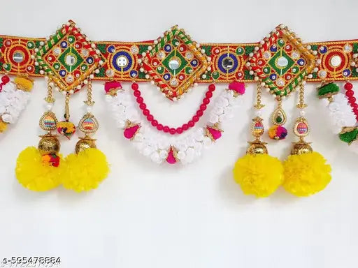 Heny Craft Kutchi Vintage Traditional Multi Zula Pearl Plastic Beads Handmade Door Hanging/Bandarwal/Toran for Door, Traditional Bandarwal for Door.
