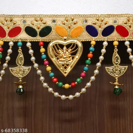 PRATHAM ENTERPRISES handmade main door toran / for home decor / laxmi mata leaf colorful  cotton Toran  (Size - 3 Feet, 36" Inch, Multicolor)