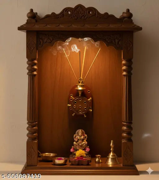 Sheesham Wood and Brass Hanging Incense Stick Holder for Home Temple | Agarbatti Stand for Puja | Dhoop and Agarbatti Holder with Ash Catcher