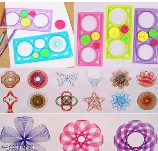 2 Geometric Ring shape Ruler/Scale Creative Art & Craft Set Birthday Return Gift Item/Stationery Supplies for Kids Geometric Ruler Drafting Tools Stationery for Students Drawing Set Learning Art Sets Creative Gift for Children