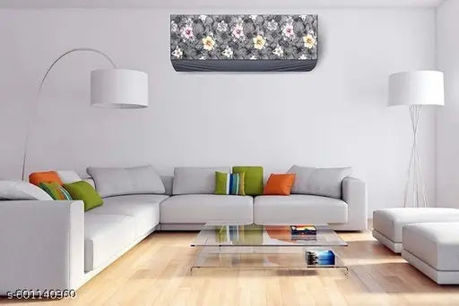 MEESHFLIP Indoor AC Unit Cover, Waterproof Split Air Conditioner Cover, 1.5 Ton, Floral Print, Grey