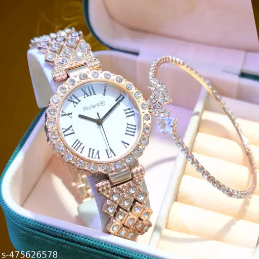Classy Beautiful Fashion women Watch and Free Bracelet set for Women & Girls