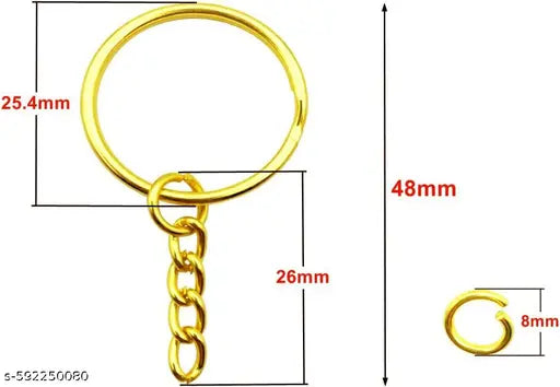 50Pcs, Keyring Keychain Split Gold Plated Alloy Keychain for Bike, Car, House, Office & Diy Craft Keychain Rust Free Heavy Duty - Golden