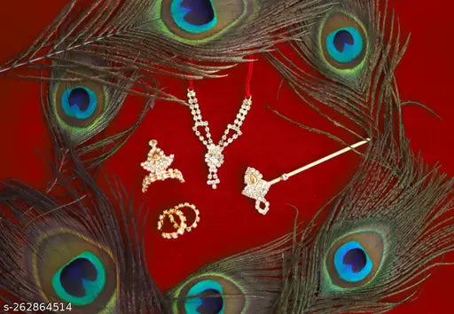 Krishna Diamond Jewelry Lord Krishna diamond set Diamond jewelry for deities Krishna idol diamond ornaments Divine diamond jewelry Krishna diamond crown Bal Gopal diamond accessories Krishna diamond necklace