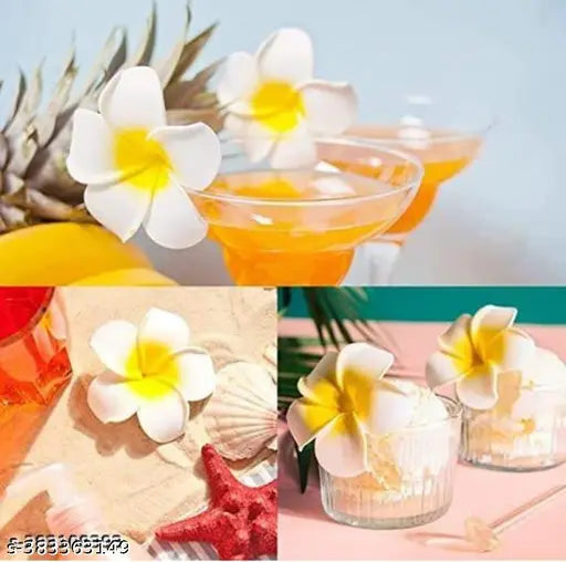 Bellu Artificial flower Big Foam Hawaii Beach Water Floating Flowers for Decoration, Pooja Thali. Festival & Events, Home, Table, Bedroom, Pooja Room, DIY Craft (White, 6 cm) (8 pcs)