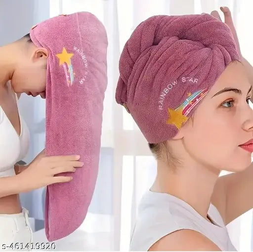 Microfiber Wet Hair Drying Towels,Super Absorbent Thick Curly Hair,Quick Dry Caps Wrap for Womens (26" x 10")(Pack of  1 )-Multi design And colour
