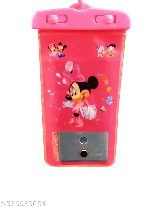 Premium-Quality Waterproof Sealed Mickymouse Hanging Bag/Case/Pouch Cover, Phone Pouch Dry Bag Compatible for All Mobile Phones,Three Layers Pouch Protection in rain & Swimming (Pack of 1) || mobile water protection pouch || water proof pouch || water pro