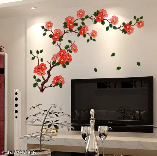 Khatwal Enterprises 'Floral Branch Antique Flowers' Wall Stickers (PVC Vinyl, 50 cm x 70 cm, Multicolour)