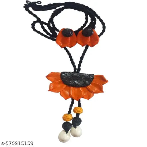 Handmade Clay Jewellery Set Half Sunflower