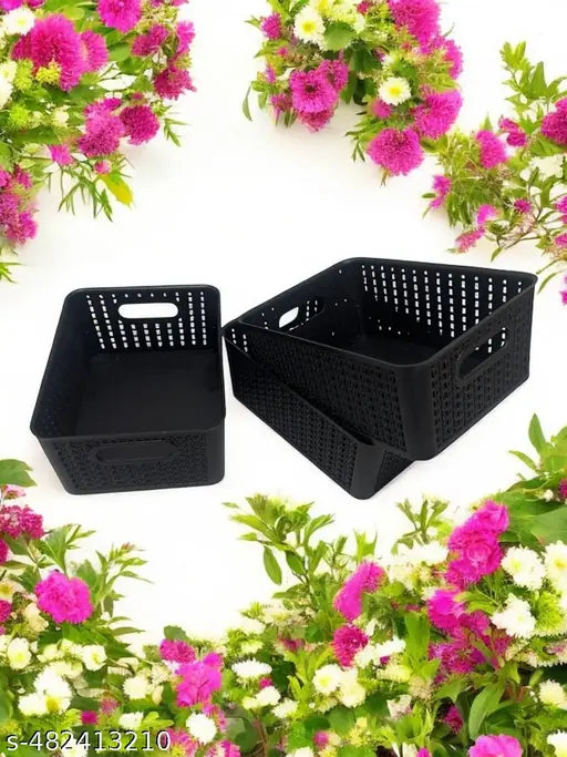 Multipurpose Plastic Baskets Home/Kitchen Storage Basket Pack of 3 Baskets