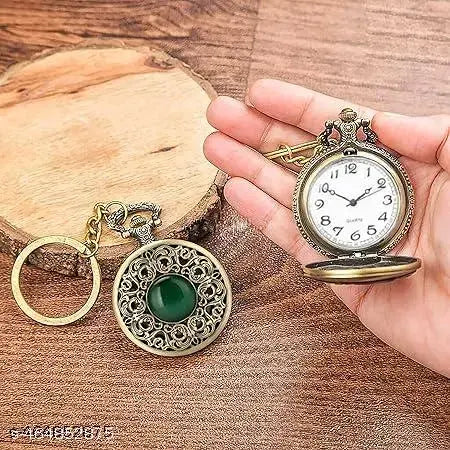 Dr. Strange Green stone vintage style premium quality pocket watch keychain (Pack of 1)