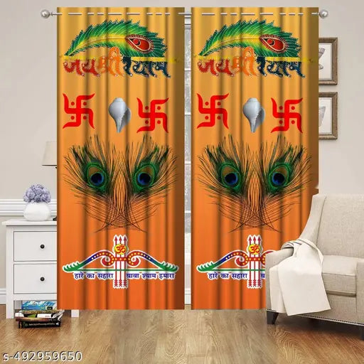 3D Digital Print Door Curtain Temple/Pooja Room/Living Room Decorative Parde For Home Office Decor ( Pack of 1, 4X7 Feet)