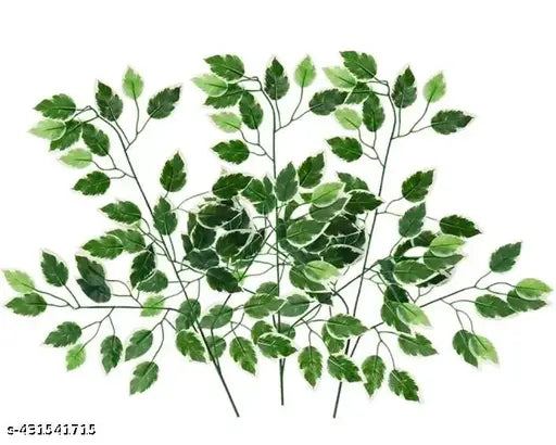 The Decor Affair 6Pcs- Artificial Banyan Leaves Plastic Tree Branches Plant,Maple Leaf and Silk Flowers and Leaves, Plastic Vines Leafs. (Green)