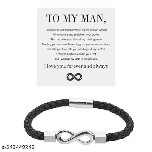 To My Man Bracelet Personalized Infinity Bracelets from Wife I Love  Forever and Always Bracelet for Husband Boyfriend Mens Braided Leather Bracelets Valentine Christmas Gifts