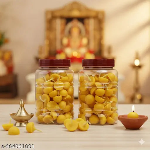 200 PCS Pure hand made cow ghee diya batti (100pcs) pack of 2.,Ghee diya|Pure ghee diya quality 200 pieces, 15 minutes minimum burning., cow ghee diya of 200 pcs|diya for pooja|made of vanaspati ghee |diya for home|diya for office|puja article||jyot batti
