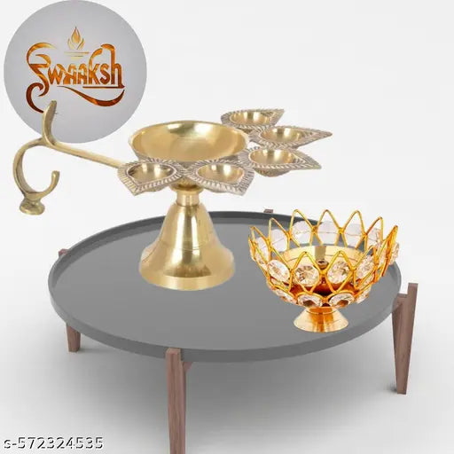 Pooja Special Crystal Pancharti Diya | 5 Jyoti Deep