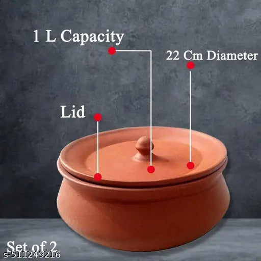 Clay Dahi Handi 1Litter | Natural Earthen Pot for Curd & Cooking pack of 1
