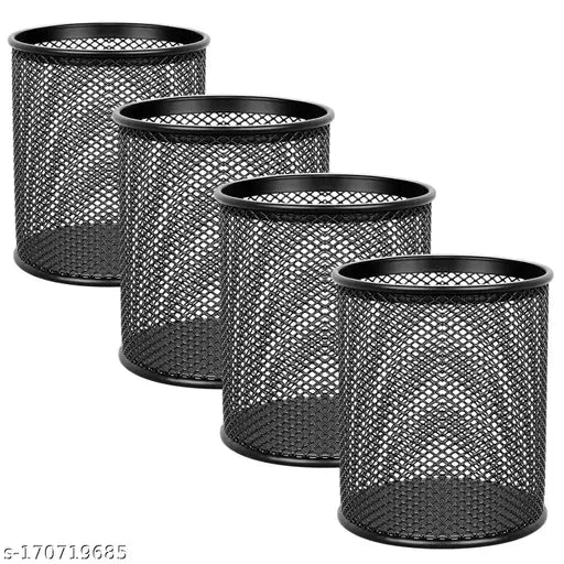 Desk Pen Holder Organizer Stand Cup Desk Office School Stationary Supplies (4 Pcs Round)