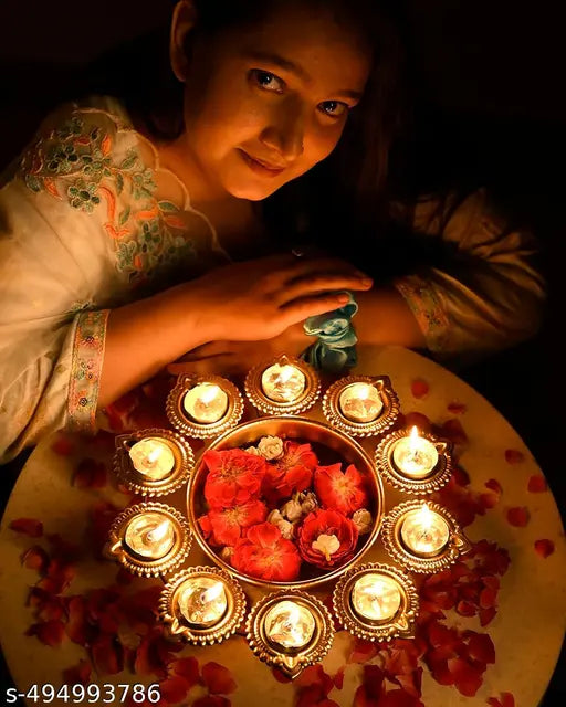 Diya Urli Diya & Flower Floating Decorative Bowl for Floating Flowers and Tea Light Candles Home,Office and Table Decor| Diwali Decoration Items, Metal, Gold Finish. 10 inches