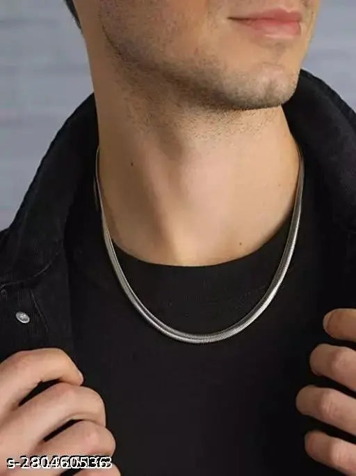 Stylish Silver Stainless Steel Snake Chain for men and boys 22Inch Length