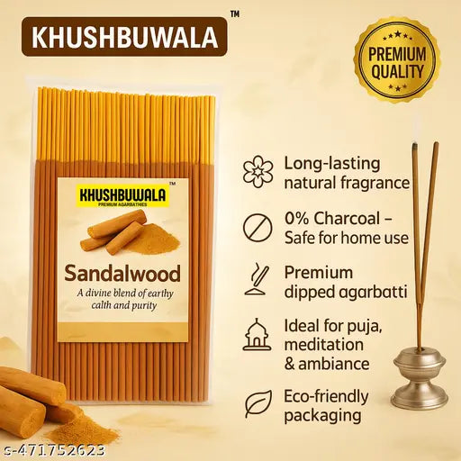 Premium Kesar Chandan Agarbatti 375g | Long Lasting Sandalwood Incense Sticks for Puja & Meditation