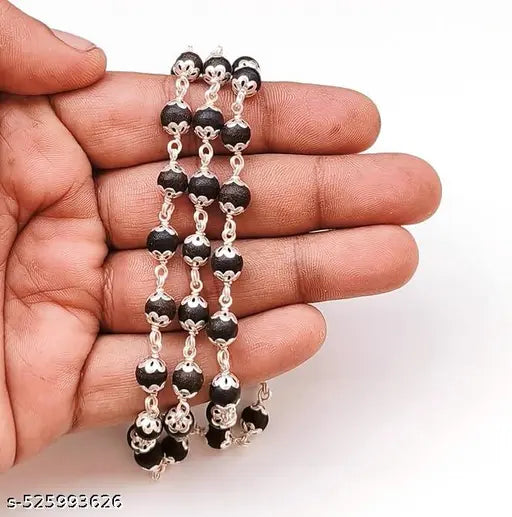 Karungali Mala Bracelet Combo pack /Black Wood Mala Set for Men & Women/Traditional Karungali Wood Jewellery/Karungali Bracelet with Chain Set/Wooden Bead Mala and Bracelet/Spiritual Karungali Mala Combo/Men’s Karungali Chain Set/Karungali Combo for Daily