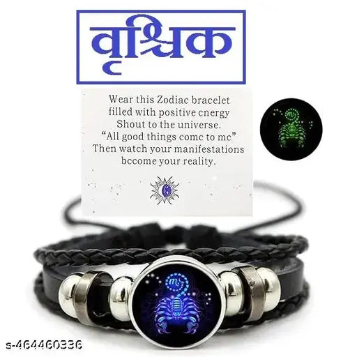 Scorpio Vintage Zodiac Constellation Bracelets Zodiac Guardian Bracelet Black Leather Bracelet Adjustable Handmade Woven Bracelet Birthday Jewelry Gift for Women Girls