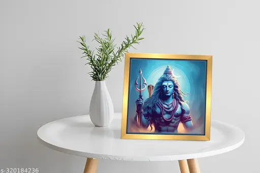 Anaadi Lord Shiv Ji | Mahadev Wall Painting With Frame | Photo Frame For Home | Living Room | Drawing Room & Office Wall Décor & Gifting (17.9cm X 17.9cm) (SSPP-M2)