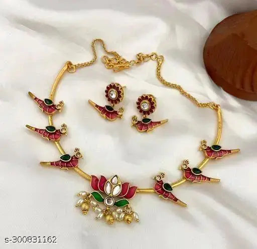 PREMIUM QUALITY MATTE FINISH AD STONE NECKLACE WITH EARRING