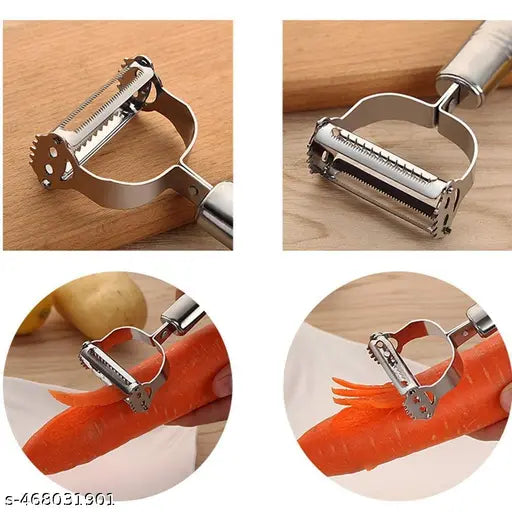 Stainless Steel 2-in-1 Julienne Vegetable Poteto Cucumber Salad Making Doubble Side Blade Peeler Kitchen Tools