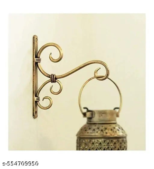 Metal Plant Hanger Wall Hanging Plant Hook for Bird Feeders Planters Lanterns Wind Chimes Hanging Baskets Lights Indoor Balcony (Small, Golden Antique), Pack of 1 (Golden)