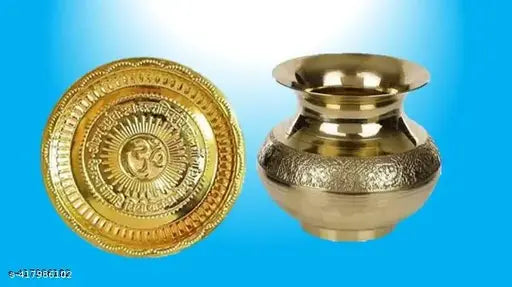 A&S VENTURE | BRASS OM PLATE Gift Purpose Good For Home Sprituality and Brass Lota Kalash/Pooja Lota/Pitcher Brass Kalash Brass Kalash lota With  for Home