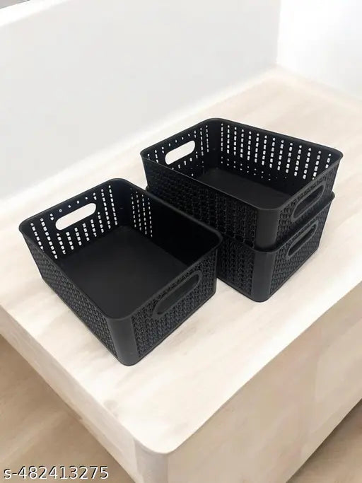 Multipurpose Plastic Baskets Home/Kitchen Storage Basket Pack of 3 Baskets