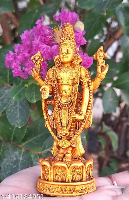 Hickory Gold Plated Lord Tirupati Balaji Idol - God Venkateswara Statue For Home Temple | Pooja Room |  Car Dashboard | Office Decor Spiritual Gift For Wedding, Anniversary, Diwali ( Pack Of 1 )