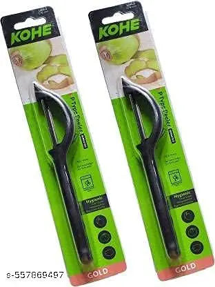KOHE P-Type Serrated Double Edged Swivel Blade Vegetable & Fruits Peeler Set ( Multicolour, Pack of 2)