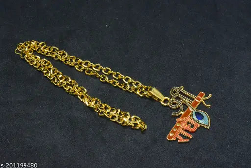 Golden Shri Radhe Krishna Ji Necklace Beads Chain Other Men Jewellery