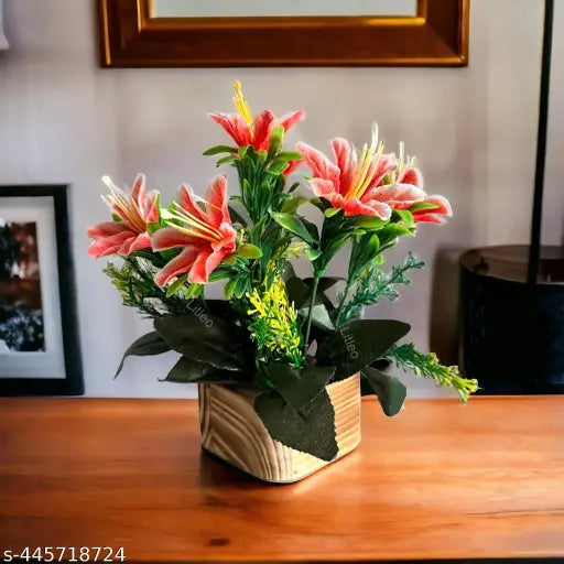 Litleo great for home office git , wooden pot lil flower