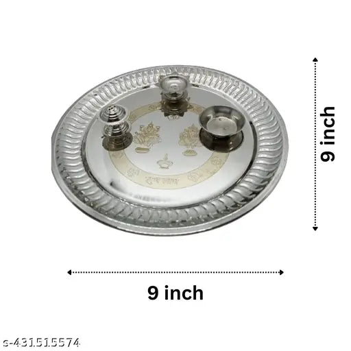 Steel Puja Plate |Lakshmi ganesh puja thali |Steel Puja plate set  | pooja items |  Steel pooja plate | pooja thali set